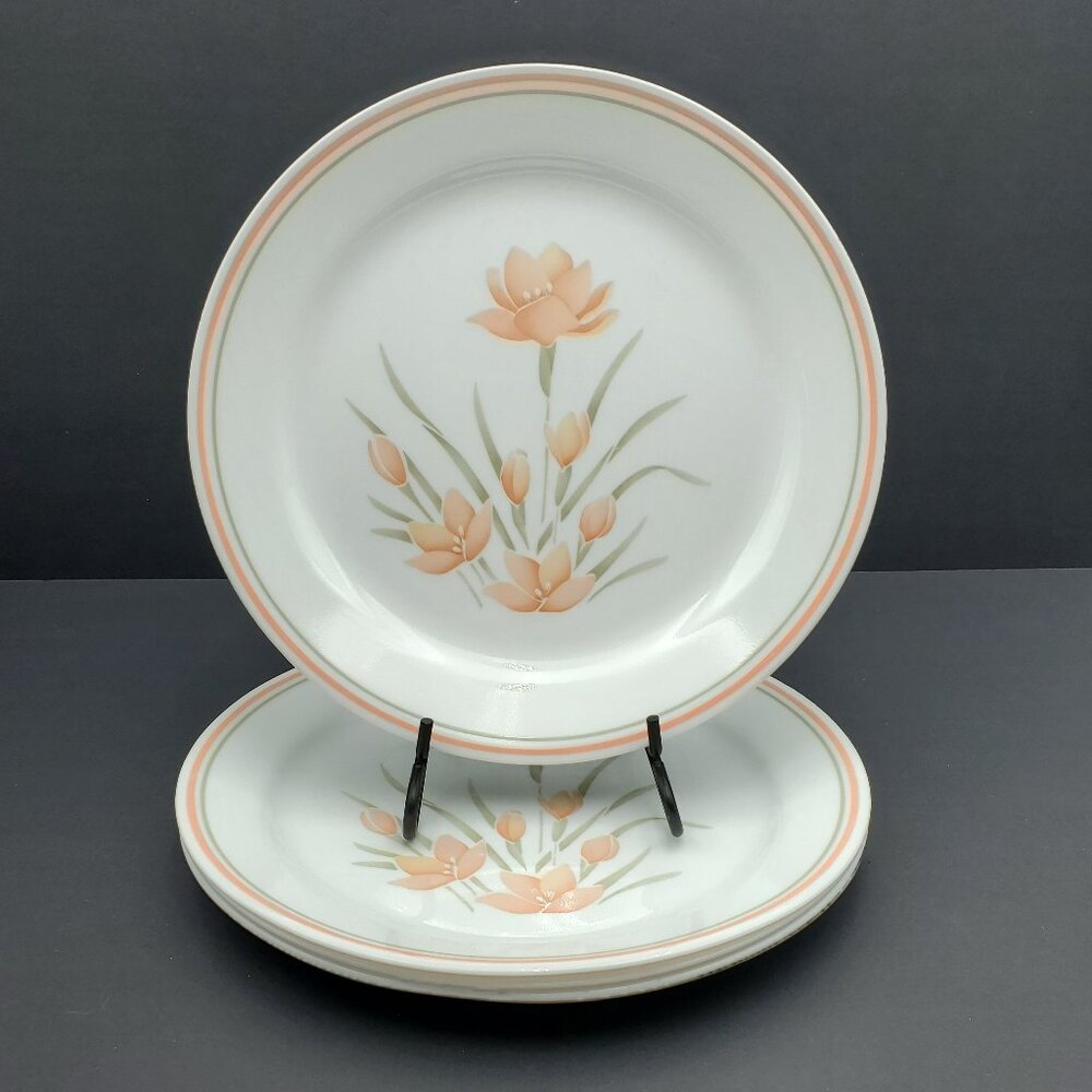 Corelle Peach Floral Dinner Plates Corning Peach Flowers Rimmed Dinner Plates